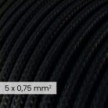 Cable eléctrico textil DALI 5x0,75 mm² negro carbón - Cable redondo flexible para alumbrado RM04