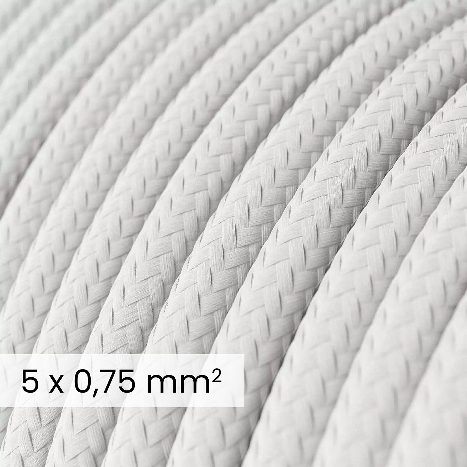 Cable eléctrico textil DALI 5x0,75 mm² blanco óptico - Cable recubierto de tela para lámparas e instalaciones RM01