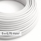 Cable eléctrico textil DALI 5x0,75 mm² blanco óptico - Cable recubierto de tela para lámparas e instalaciones RM01
