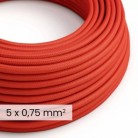 Cable eléctrico textil DALI 5x0,75 mm² rojo llama - Cable flexible para alumbrado y domótica RM09