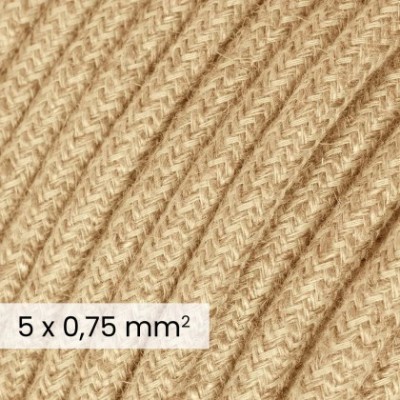 Cable eléctrico textil DALI 5x0,75 mm² de yute neutro - Cable textil natural para lámparas de diseño RN06