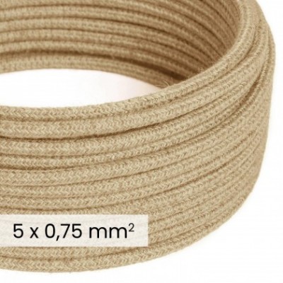 Cable eléctrico textil DALI 5x0,75 mm² de yute neutro - Cable textil natural para lámparas de diseño RN06