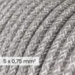 Cable eléctrico textil DALI 5x0,75 mm² en lino gris melange - Cable decorativo para instalaciones de iluminación RN02