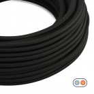 Cable eléctrico textil plano en color Negro Carbon brillante - PM04