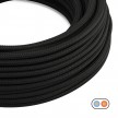 Cable eléctrico textil plano en color Negro Carbon brillante - PM04