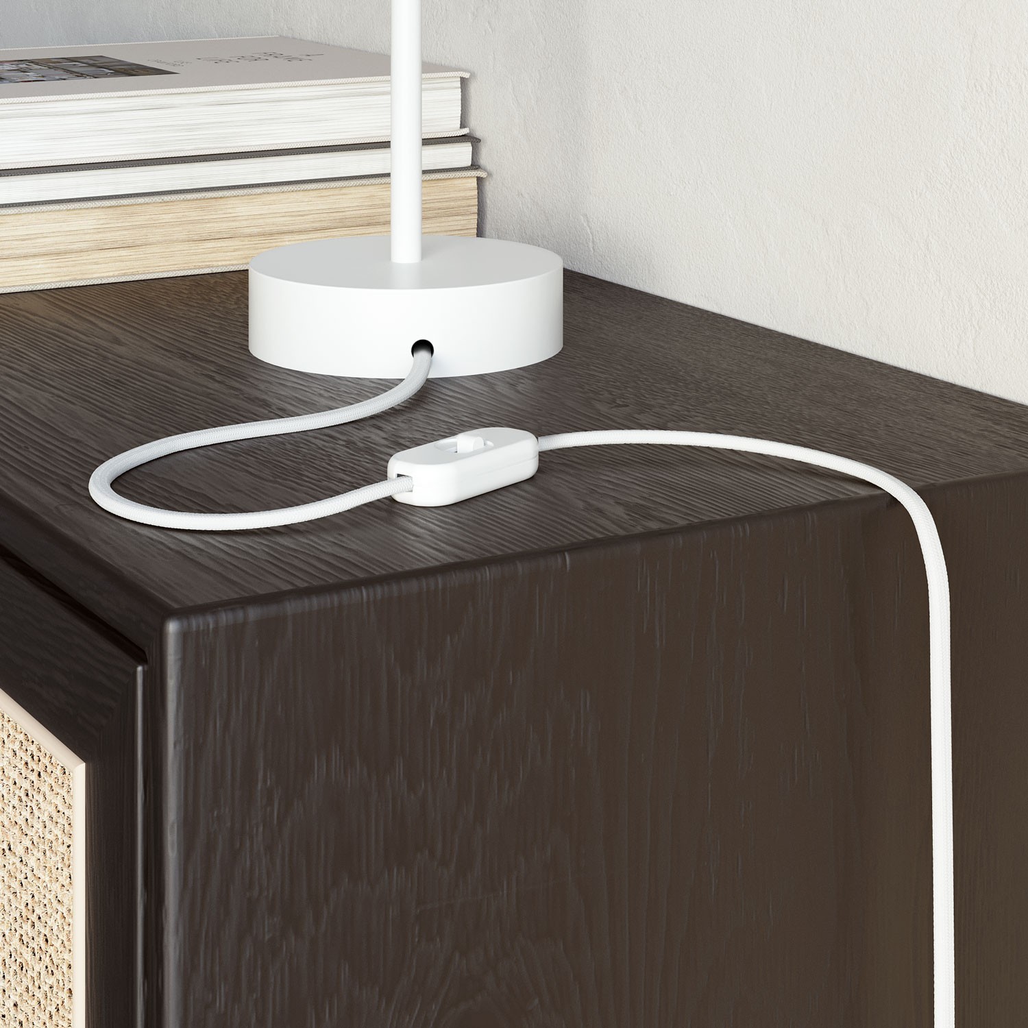 Cable eléctrico textil planoen color Blanco óptico brillante - PM01