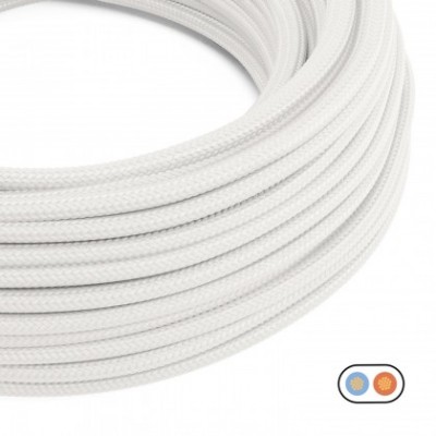 Cable eléctrico textil planoen color Blanco óptico brillante - PM01