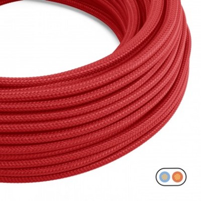Cable eléctrico textil plano en color Rojo fuego brillante - PM09