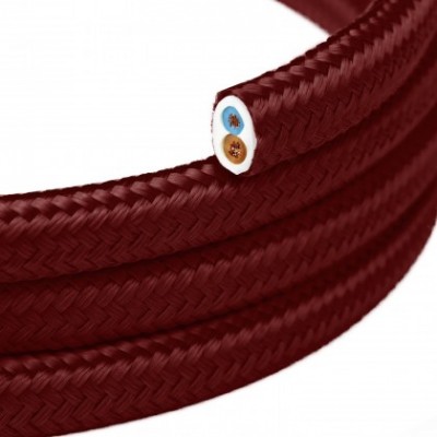 Cable eléctrico textil plano en color Burdeos brillante - PM19