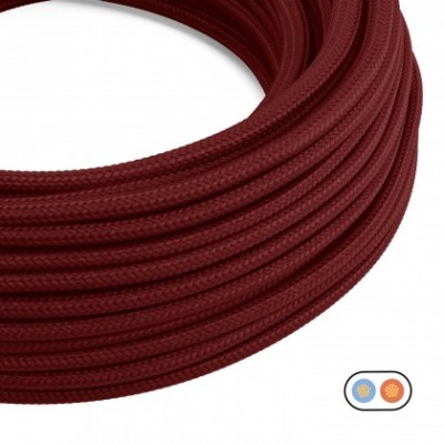 Cable eléctrico textil plano en color Burdeos brillante - PM19