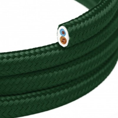 Cable eléctrico textil Plano en color Verde Bosque Brillante - PM21
