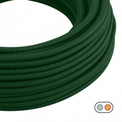 Cable eléctrico textil Plano en color Verde Bosque Brillante - PM21