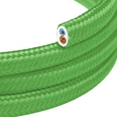 Cable eléctrico textil plano en color Verde lima brillante- PM18
