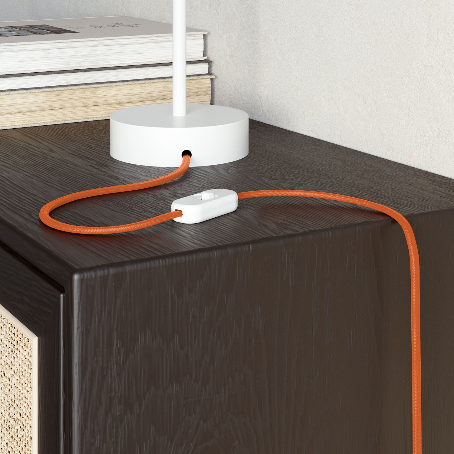 Cable eléctrico textil plano en color Naranja llama - PM15