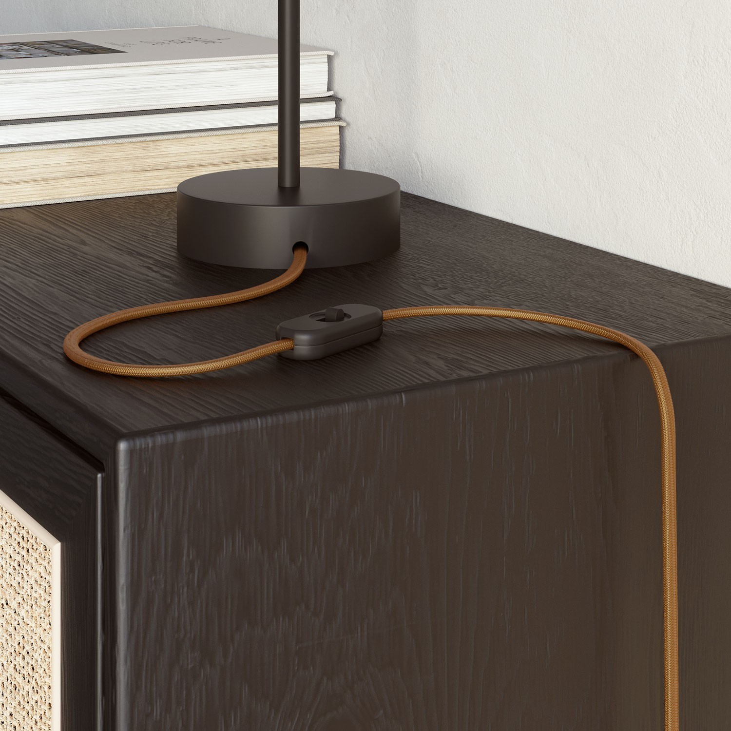 Cable eléctrico textil plano en color Whisky - PM22