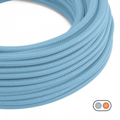 Cable eléctrico textil plano en color azul bebé - PM17