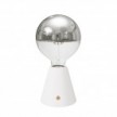 Lámpara portátil recargable Cabless01 con bombilla globo media esfera plateada