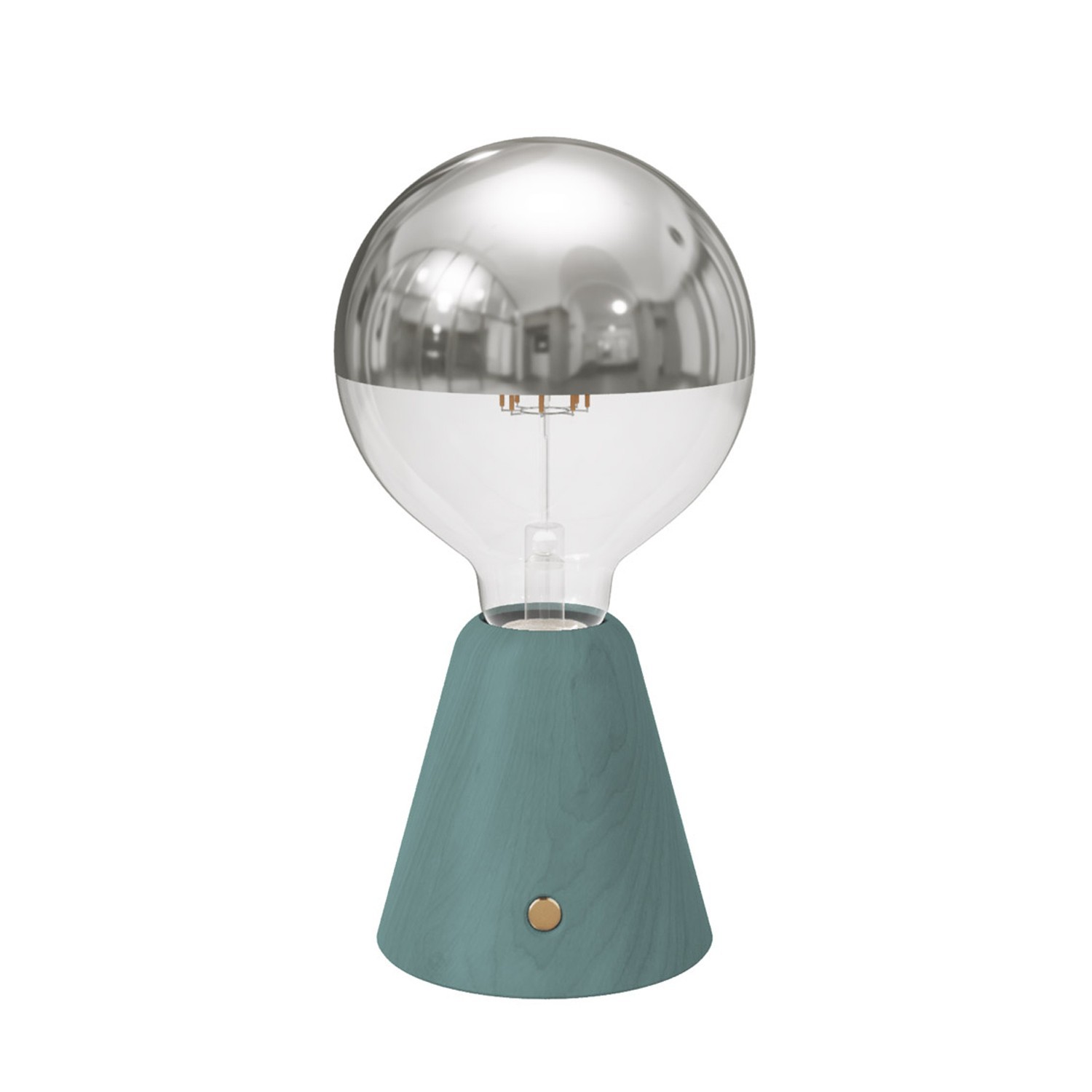 Lámpara portátil recargable Cabless01 con bombilla globo media esfera plateada