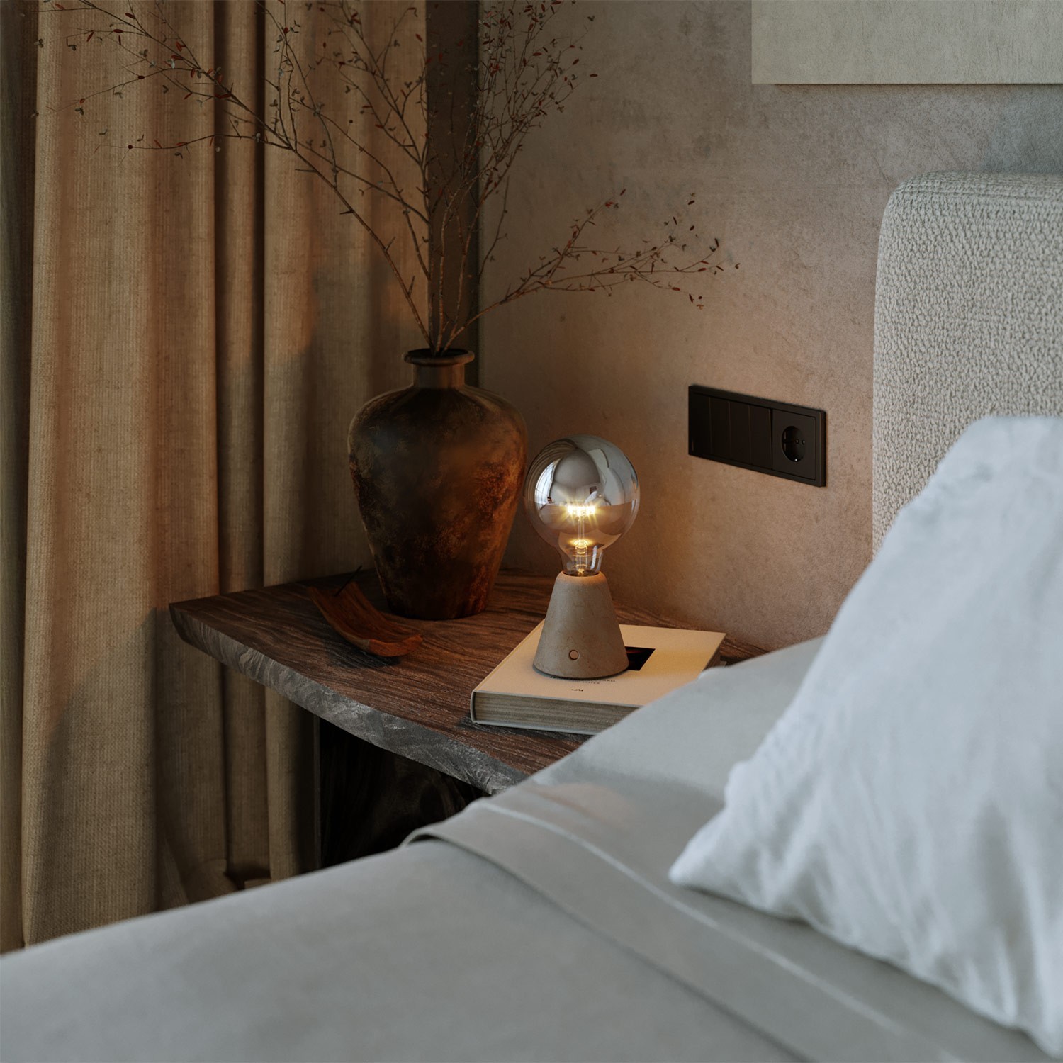 Portable and rechargeable Cabless01 LED lamp with Silver Half Sphere Globe light bulb