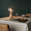 Portable and rechargeable Cabless01 LED lamp with Silver Half Sphere Globe light bulb