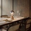 Portable and rechargeable Cabless01 LED lamp with Silver Half Sphere Globe light bulb