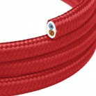 Cable eléctrico textil plano en color Rojo fuego brillante - PM09