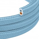 Cable eléctrico textil plano en color azul bebé - PM17
