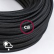 Outdoor round electric cable covered in Black Rayon SM04