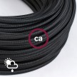 Outdoor round electric cable covered in Black Rayon SM04