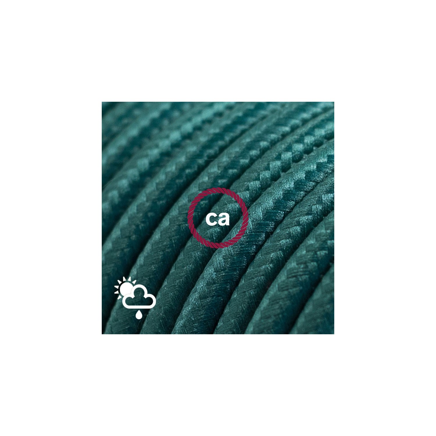 Outdoor round electric cable covered in Dark Green Rayon SM21