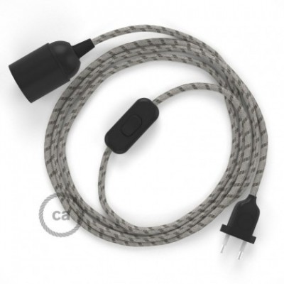 SnakeBis cableado con portalámpara cable textil Stripes Corteza RD53